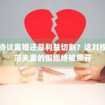 协议离婚还是利益切割？这对模范夫妻的假面终被撕开